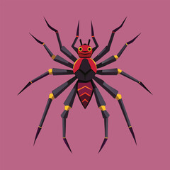 A spider with thin legs spread out symmetrically Vector Illustration

