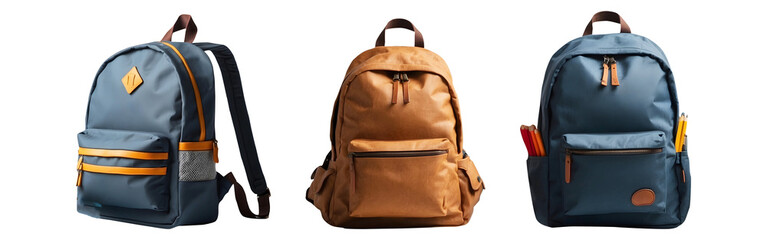 Set of Back-to-School Essentials Backpack Isolated on a Transparent Background