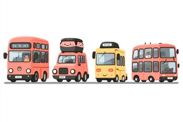 Cartoon Bus Line Up