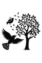 Elegant Bird Water Pot with Tree Silhouette Design - Nature-Inspired Garden Decor