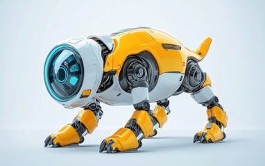 Futuristic robot dog in a playful design within a high-tech environment - 3d illustration