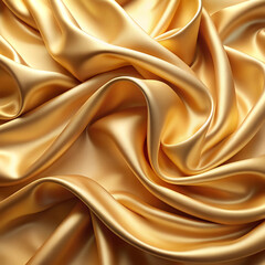 Fototapeta premium Background in the form of gold silk or satin luxury fabric. Silk fabric texture with waves.