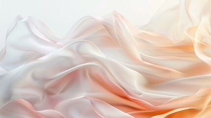 Obraz premium White and peach-colored fabric with a smooth, flowing texture