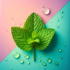 Fresh green peppermint leaves plant with nature
