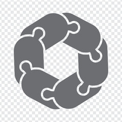 Simple icon puzzle in gray. Simple icon puzzle of the six elements  on transparent background for your web site design, app, UI. EPS10.