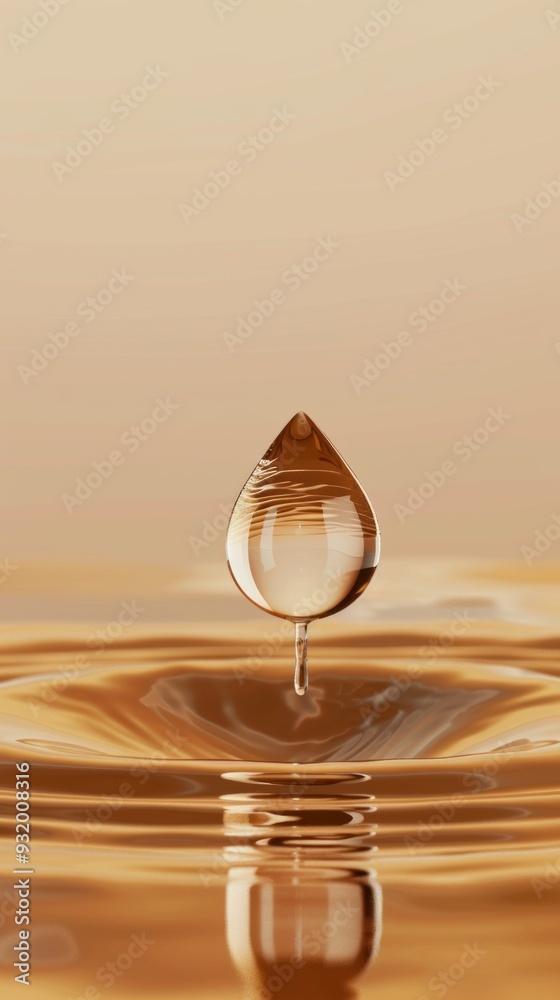 Poster a single drop of oil rests on still water, creating ripples that enhance its elegant appearance in s