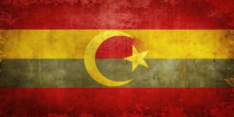 High quality 4k ultra resolution top view of retro flag Selangor Malaysia with grunge texture, Flag, Selangor, Malaysia