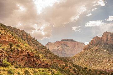 Hazy Sky Desert Rocks Magnificent Landscapes
