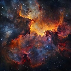 Mesmerizing Celestial Swirls of Vibrant Nebula Artwork in Stunning Digital Composition