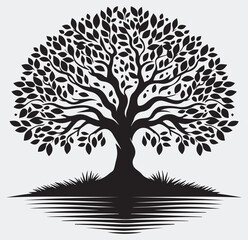 Obraz premium a minimalist vector logo featuring the outline of a single tree.