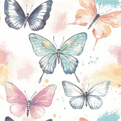 Illustration of Butterfly Symphony Watercolor Spring seamless pattern