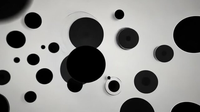 Black and White Abstract Retro Circle Particles with flowing animation