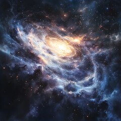 Obraz premium Mesmerizing Celestial Landscape of a Distant Galaxy with Swirling Nebulae and Twinkling Stars