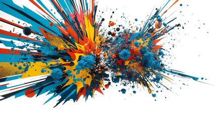 Colorful Abstract Explosion, Burst of Colors, Dynamic Splatter Art, Bright Vibrant Splashes, Energetic Artwork, Chaos Design