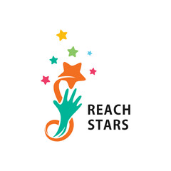 Creative logo concept of hand reach dream with star decoration