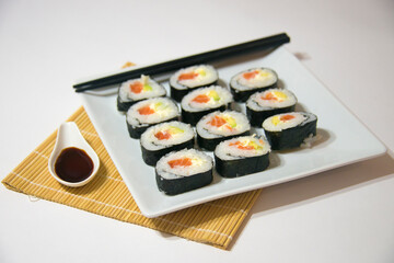 Delicious handmade salmon maki roll