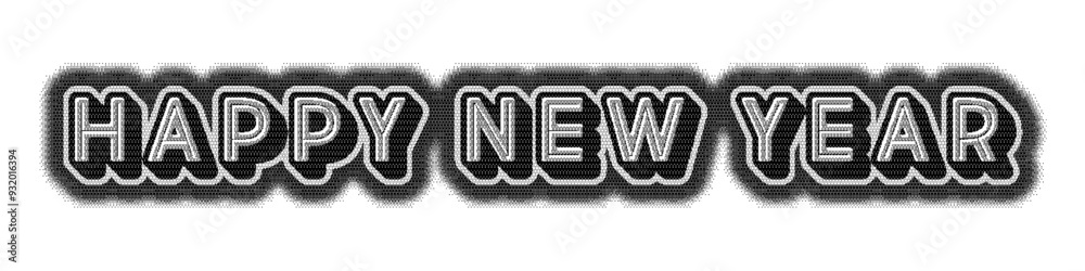 Poster Happy new year  print error bitmap style editable text vignette vector effect.