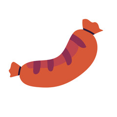 Sausage icon. Isolated Sausage in flat doodle style. Barbeque line symbol for logo, pattern or other design food design. Octoberfest food.