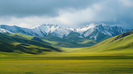 Majestic Mountain Range with Lush Valley