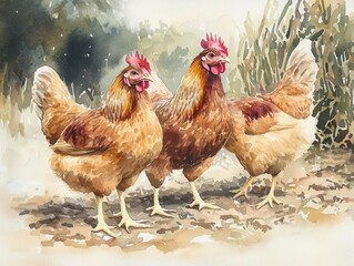 Fototapeta premium A serene Cornish broiler poultry farm scene