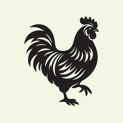 Black Rooster Silhouette Vector Illustration with Transparent Background