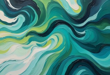 Fototapeta premium Dynamic Blue and Green Oil Paint Texture with Bold Brushstrokes and Rich Depth