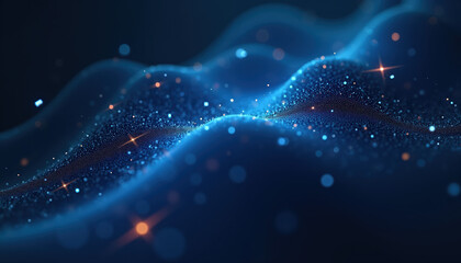 Fototapeta premium Abstract Blue Texture, Digital Surface, Tech Background - Particles, Glow, Technology, Futuristic, Sci-fi, Digital Art for Web Design, Presentation, UI, Modern