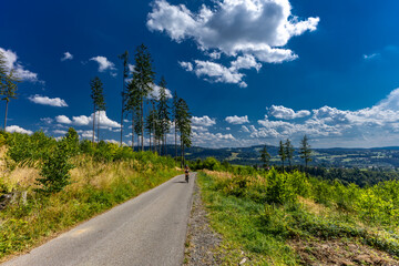 Green meadow in the mountains, hill covered with grass