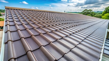 Naklejka premium Close-up of durable PVC roofing material with textured surface and subtle sheen, ideal for modern architectural and construction projects, commercial and residential buildings.