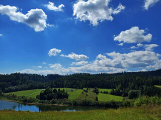 mountain panorama with lake