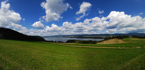mountain panorama with lake