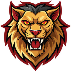 Obraz premium An Angry Lion Head Vector Illustration