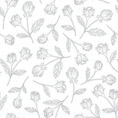 Series of seamless flower pattern motif in rustic floral hand drawing outline line textile fabric wallpaper paper wrap print