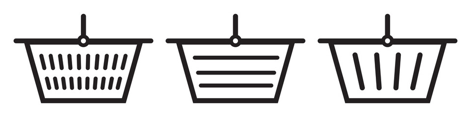 Shopping basket icon set. Buy button symbol. Online shopping. Vector illustration.