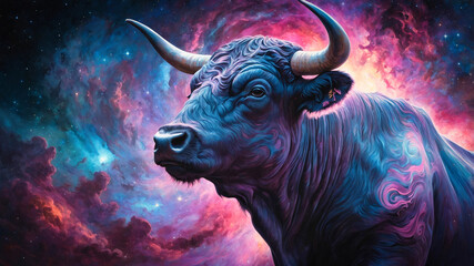 Fantasy Taurus constellation as a cosmic bull