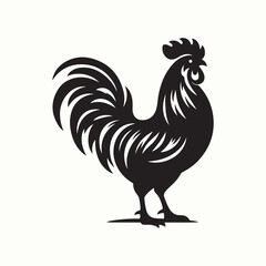 Black Rooster Silhouette Vector Illustration with Transparent Background