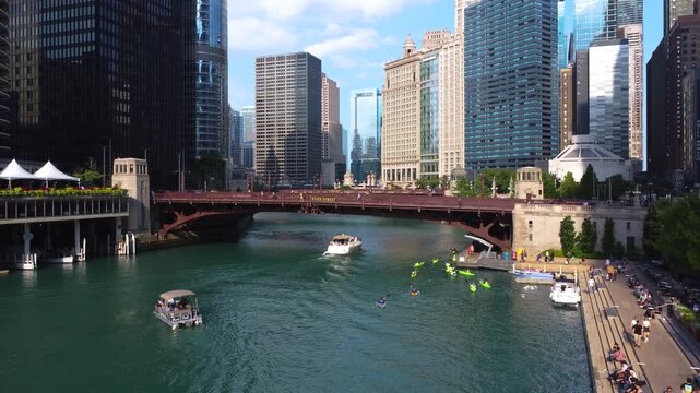 An impressive drone video of Chicago highlights its striking architecture, vibrant cityscape. 