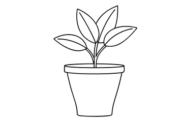 Continuous Single Line Drawing of Potted Flower - Line Art Vector Illustration, SVG & Cricut Files, Clipart for T-Shirts & Crafts