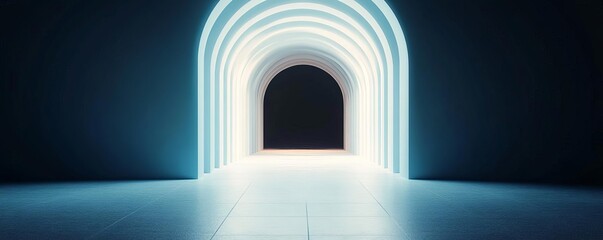 Gothic archway, leading into darkness, 3D illustration