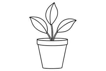 Continuous Single Line Drawing of Potted Flower - Line Art Vector Illustration, SVG & Cricut Files, Clipart for T-Shirts & Crafts