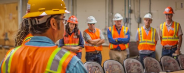 Workplace Safety Training Session in Service Industry: Employees Engaged in Learning Safety Protocols and PPE Usage