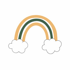 Cartoon boho rainbow with clouds Scandinavian design for wallpaper and home decor Groovy icon (16)