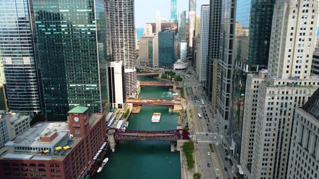 An impressive drone video of Chicago highlights its striking architecture, vibrant cityscape. 