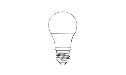 LED Bulb-line art, single line art, continuous line art, vector art, illustrator.