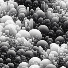 Colorful 3D fractal spiral flower arrangement, diverse pattern concept with blue shell-like texture, rainbow-colored swirl decoration