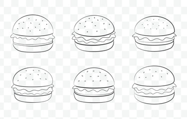 Cheeseburger Line Art Vector Collection of Classic and Detailed Burger Illustrations