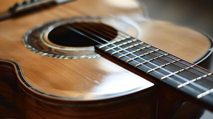Fototapeta premium Acoustic Guitar Detail: A Close-Up Look