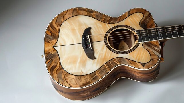 Acoustic Guitar with Unique Wooden Inlays