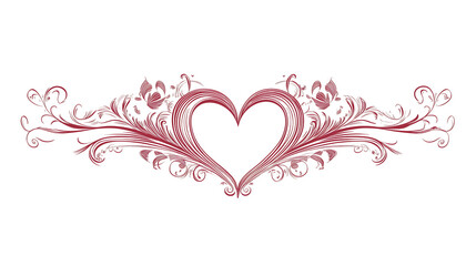 vector design for Valentine's Day, featuring a heart with a floral filigree border in the style of a clip art style illustration on a white background