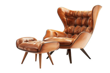 Full and Clear Mid-Century Lounge Chair Isolated On Transparent Background